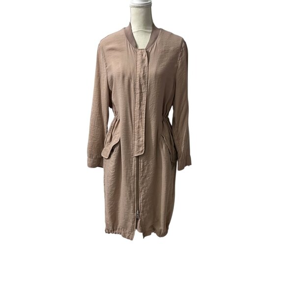 AllSaints Elio Bomber Parka Long Utility Cargo Duster Coat Size 6 - Picture 15 of 15